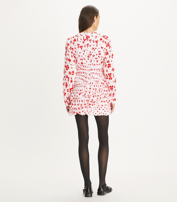 Tory Burch designer kleider Cap Taftkleid in Red Tossed Bow on model back