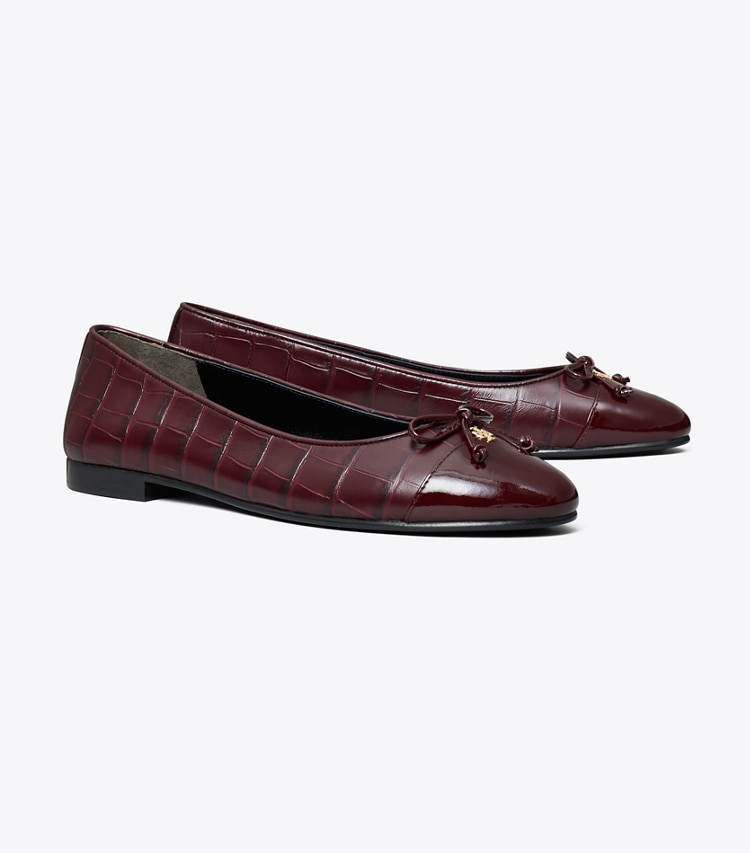 Tory Burch designer flats Cap-Toe Ballet in BORDEAUX angle