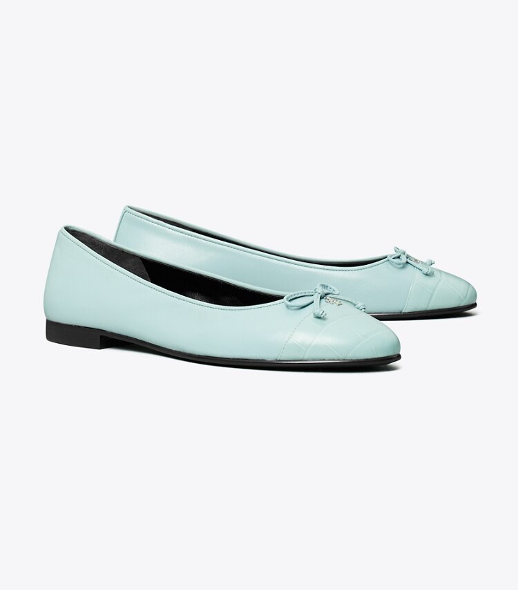 Tory Burch designer flats Cap-Toe Ballet in SKY angle