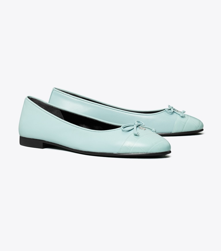 Tory Burch designer flats Cap-Toe Ballet in SKY angle