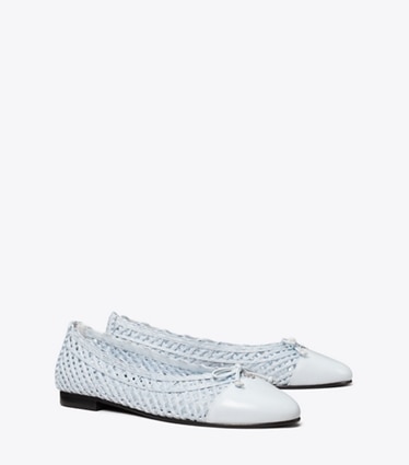 Tory Burch designer flats Cap-Toe Ballet in LIGHT BLUE / LIGHT BLUE angle