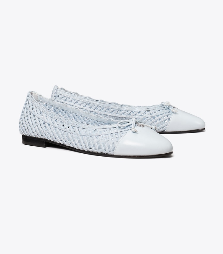 Tory Burch designer flats Cap-Toe Ballet in LIGHT BLUE / LIGHT BLUE angle
