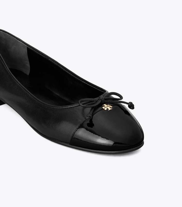 Tory Burch designer flats Cap-Toe Ballet in PERFECT BLACK / PERFECT BLACK detail