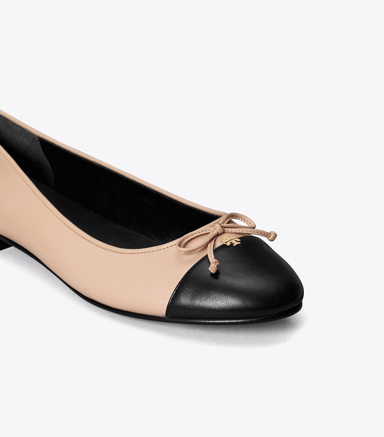 Tory Burch designer flats Cap-Toe Ballet in ROSE PINK / PERFECT BLACK angle