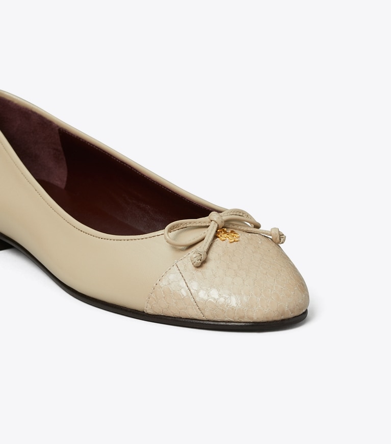 Tory Burch designer flats Cap-Toe Ballet in STONE GRAY / STONE GRAY angle