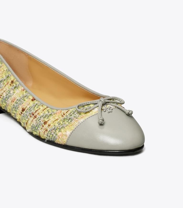 Tory Burch designer flats Cap-Toe Ballet in YELLOW MULTI / LOUTRE GRAY angle