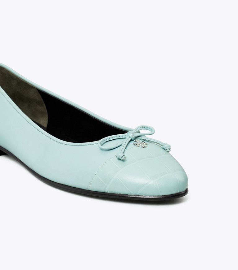Tory Burch designer flats Cap-Toe Ballet in SKY angle