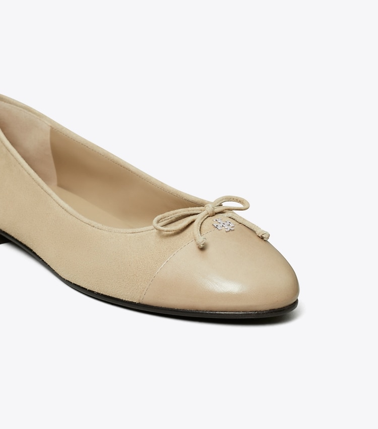 Tory Burch designer flats Cap-Toe Ballet in AVOLA detail