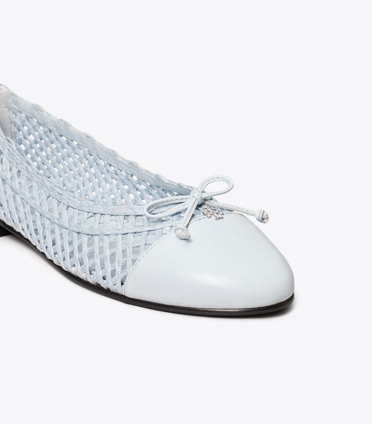Tory Burch designer flats Cap-Toe Ballet in LIGHT BLUE / LIGHT BLUE detail