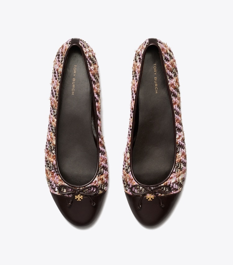 Tory Burch designer flats Cap-Toe Ballet in ROSA MULTI / COCOA overhead