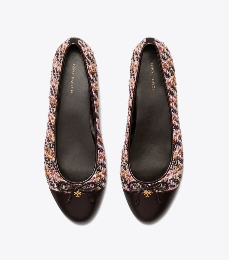 Tory Burch designer flats Cap-Toe Ballet in ROSA MULTI / COCOA angle