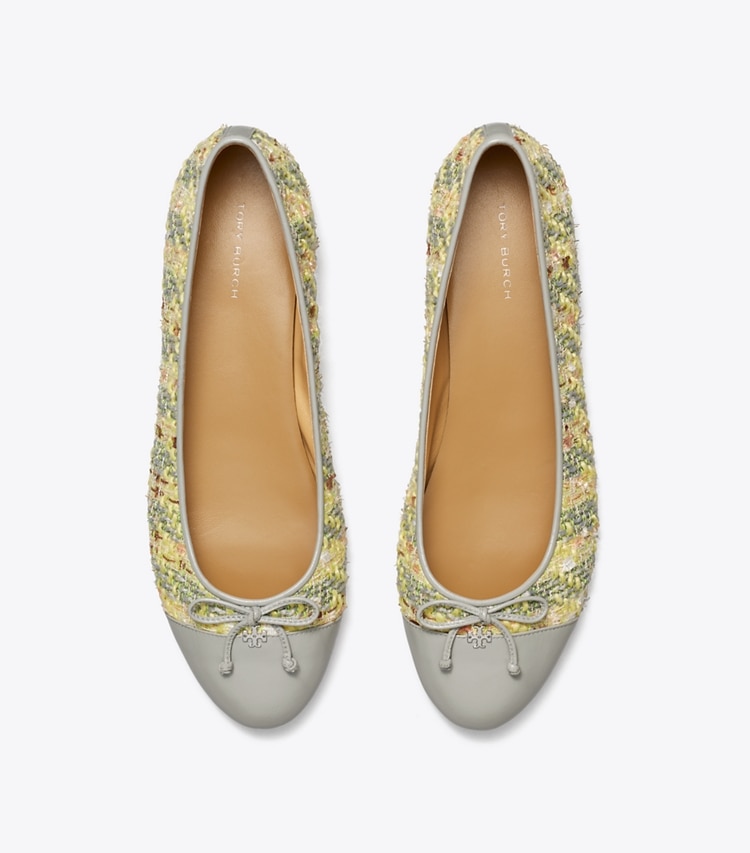 Tory Burch designer flats Cap-Toe Ballet in YELLOW MULTI / LOUTRE GRAY overhead
