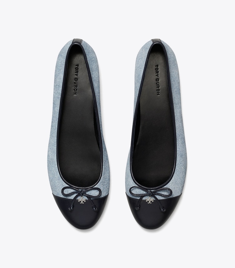 Tory Burch designer flats Cap-Toe Ballet in BLUE CLOUD / NEW NAVY overhead
