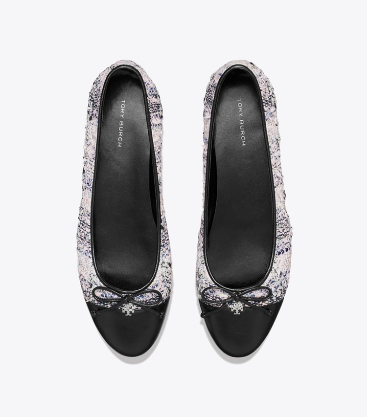Tory Burch designer flats Cap-Toe Ballet in PINK / BLACK MULTI / PERFECT BLACK overhead
