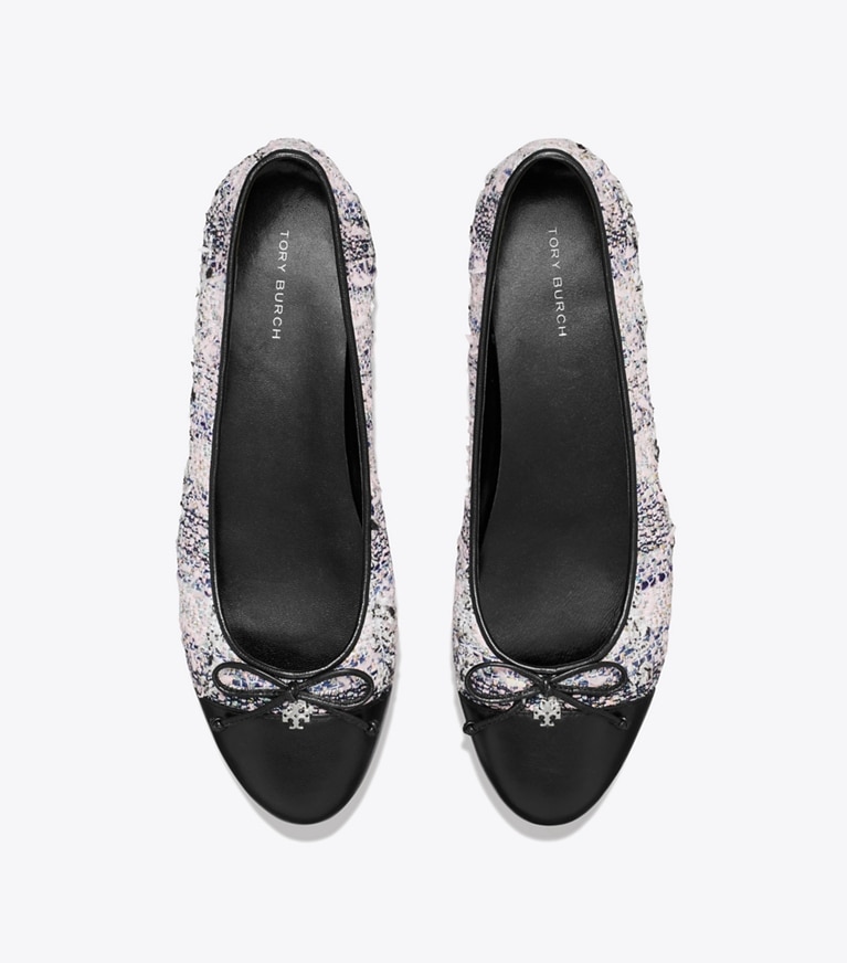 Tory Burch designer flats Cap-Toe Ballet in PINK / BLACK MULTI / PERFECT BLACK overhead