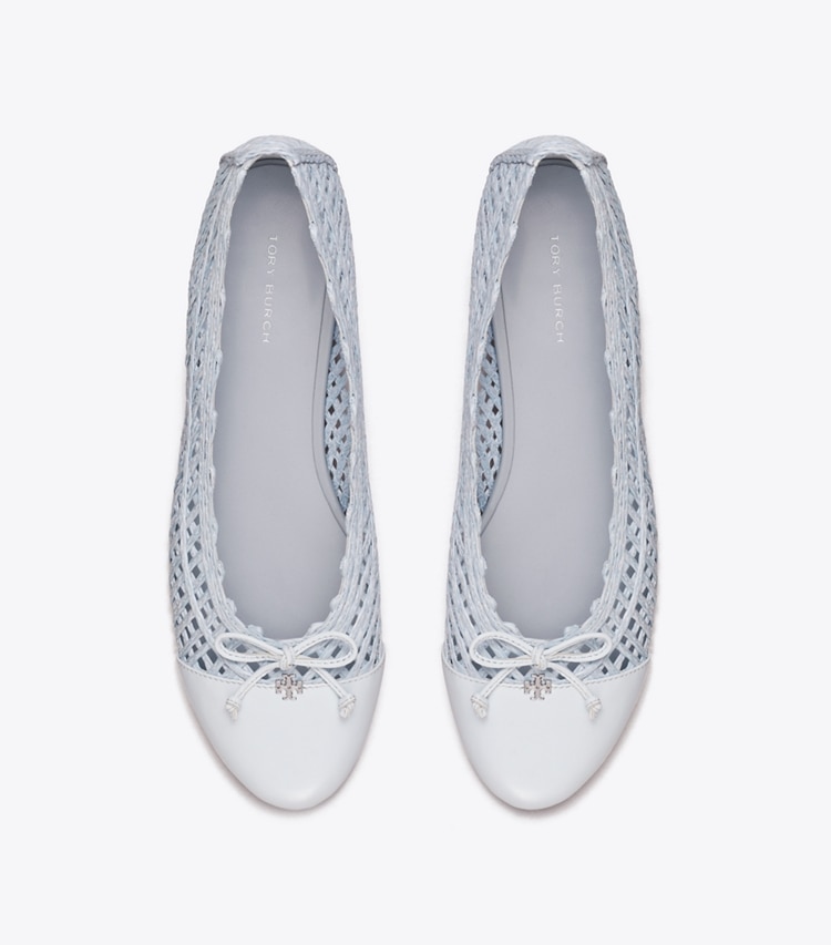 Tory Burch designer flats Cap-Toe Ballet in LIGHT BLUE / LIGHT BLUE overhead