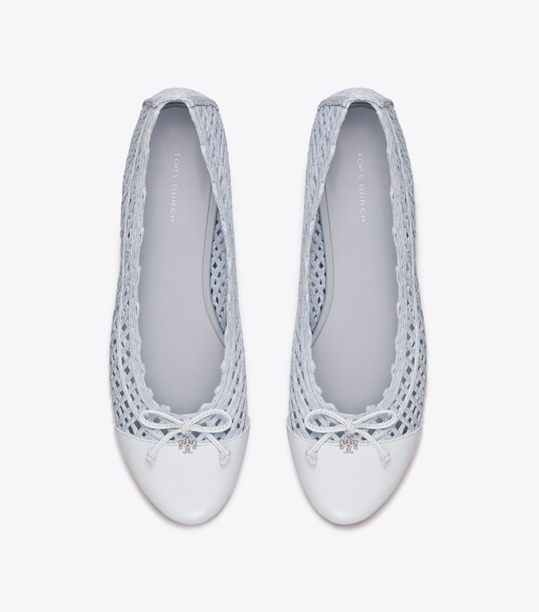 Tory Burch designer flats Cap-Toe Ballet in LIGHT BLUE / LIGHT BLUE overhead