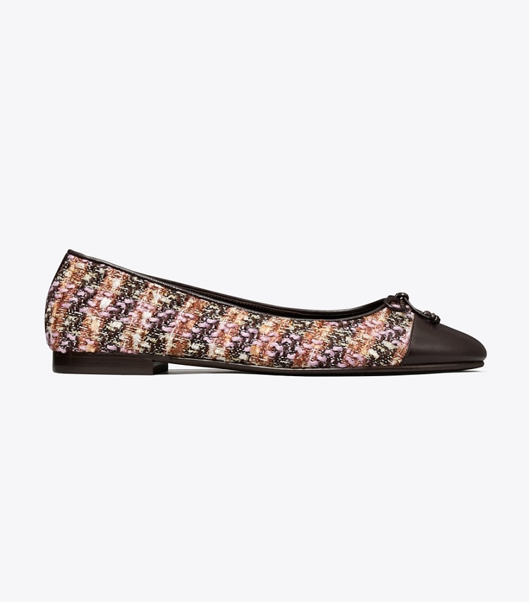 Tory Burch designer flats Cap-Toe Ballet in ROSA MULTI / COCOA side