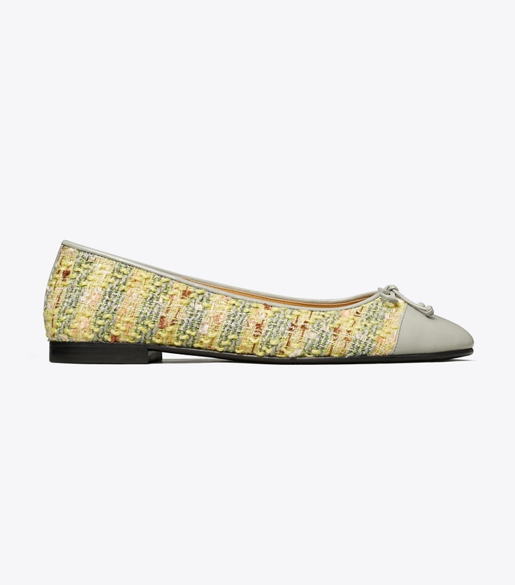 Tory Burch designer flats Cap-Toe Ballet in YELLOW MULTI / LOUTRE GRAY side