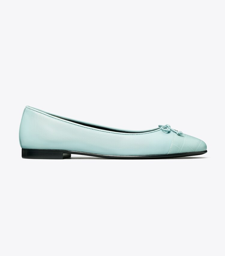 Tory Burch designer flats Cap-Toe Ballet in SKY side