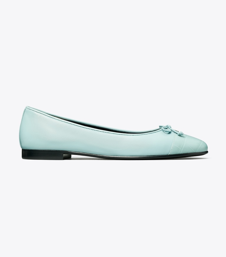 Tory Burch designer flats Cap-Toe Ballet in SKY angle