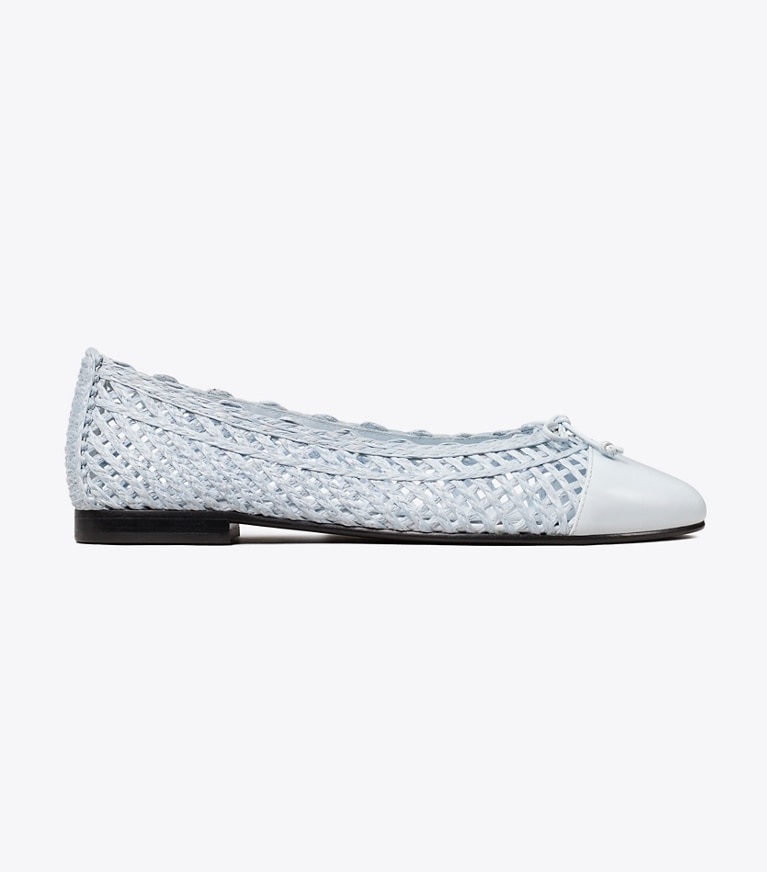 Tory Burch designer flats Cap-Toe Ballet in LIGHT BLUE / LIGHT BLUE side