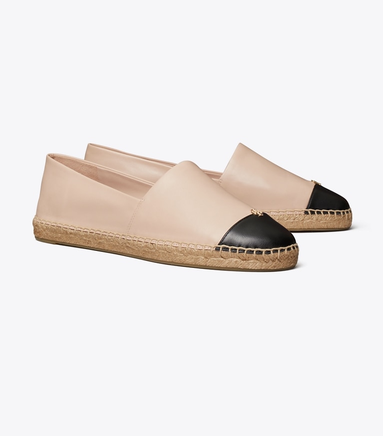 Tory Burch designer エスパドリーユ キャップトゥ エスパドリーユ ワイド in ROSE PINK / PERFECT BLACK angle