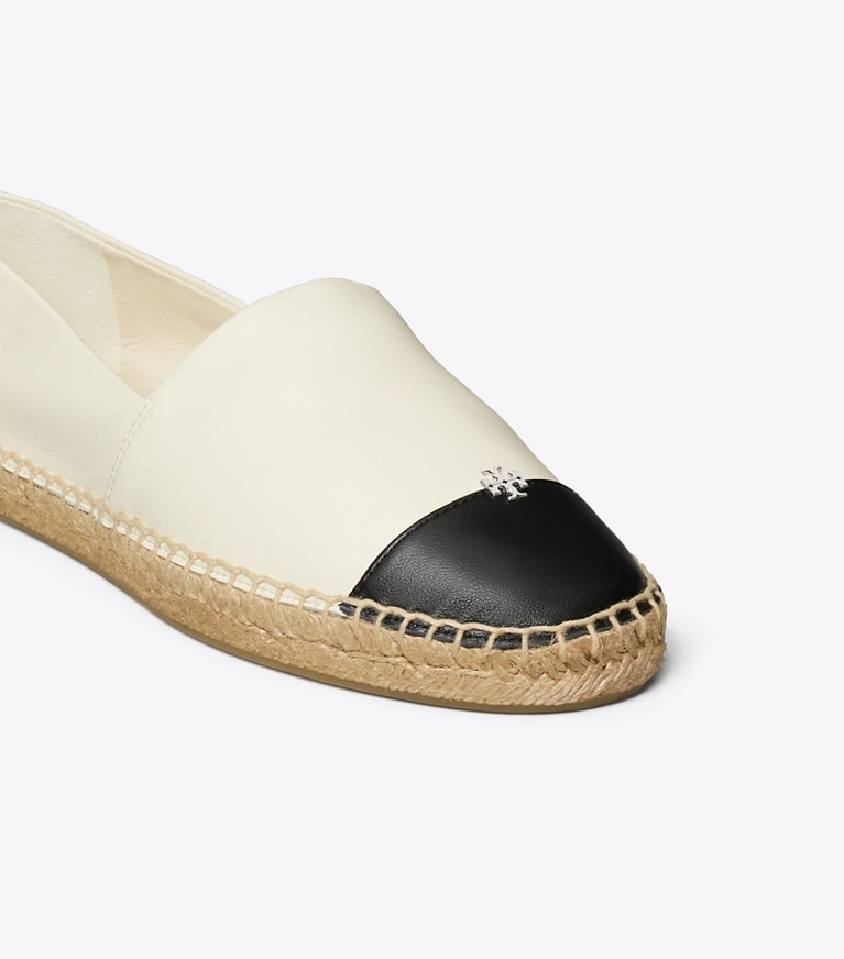 Tory Burch designer エスパドリーユ キャップトゥ エスパドリーユ ワイド in LIGHT CREAM / PERFECT BLACK ディテール