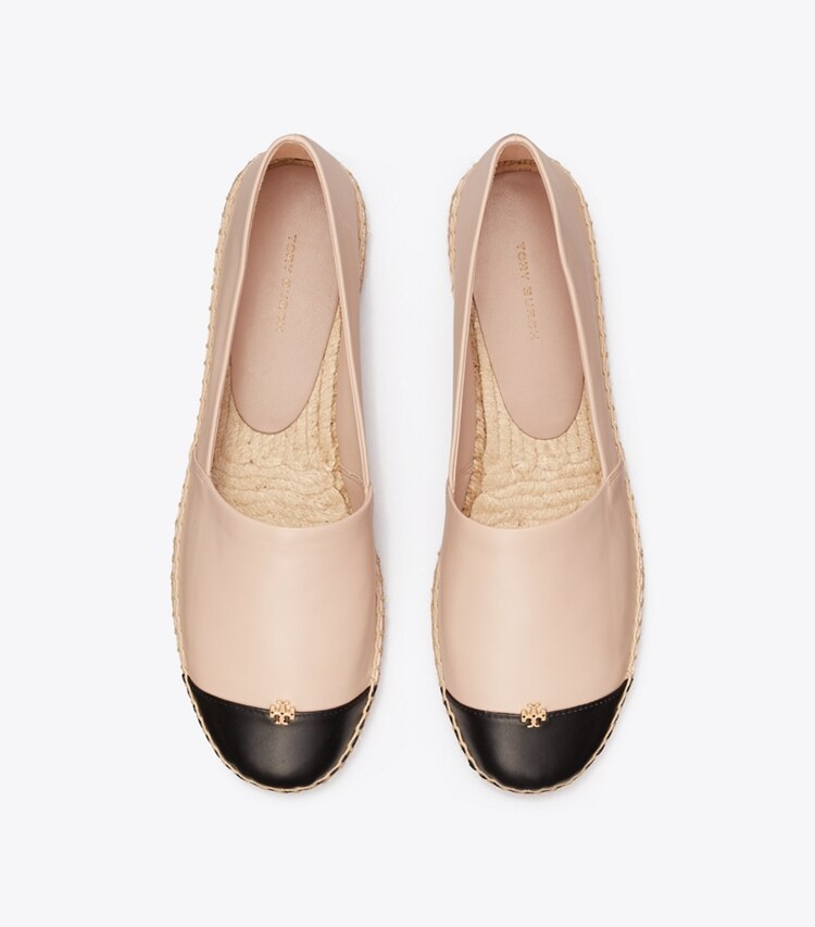 Tory Burch designer エスパドリーユ キャップトゥ エスパドリーユ ワイド in ROSE PINK / PERFECT BLACK オーバーヘッド