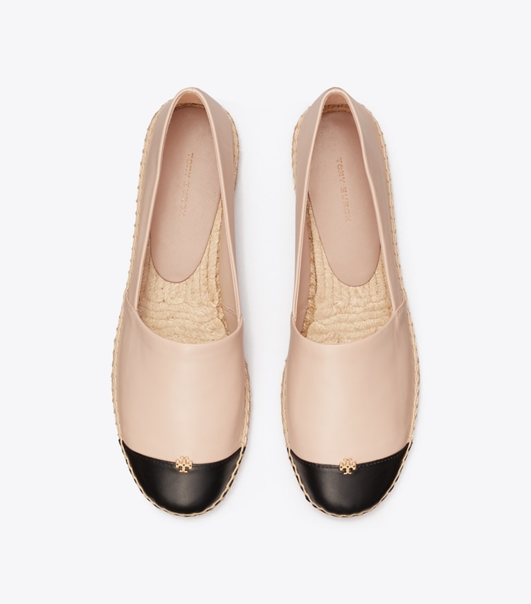 Tory Burch designer エスパドリーユ キャップトゥ エスパドリーユ ワイド in ROSE PINK / PERFECT BLACK オーバーヘッド