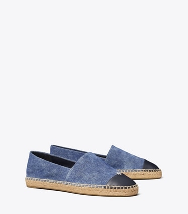 Tory Burch designer espadrilles Cap-Toe Espadrille in DARK DENIM / NEW NAVY angle