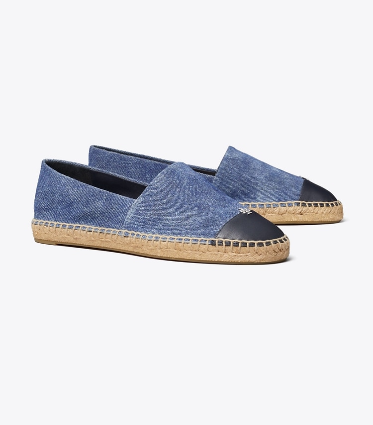 Tory Burch designer espadrilles Cap-Toe Espadrille in DARK DENIM / NEW NAVY angle