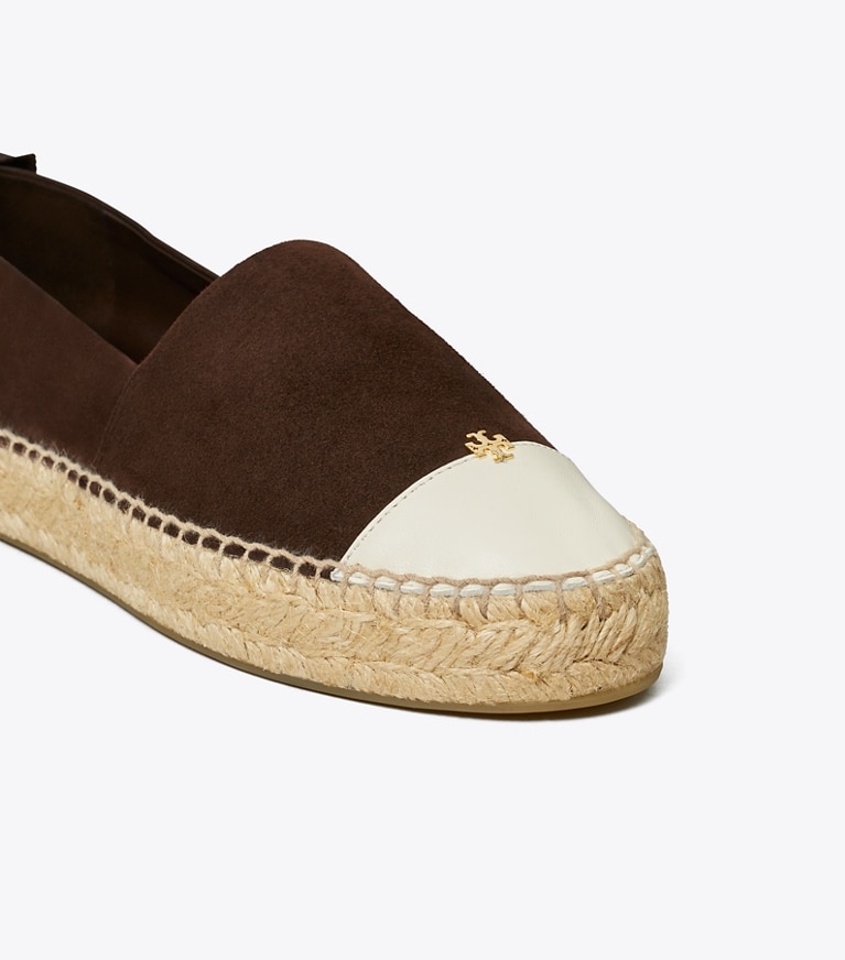 Tory Burch designer espadrilles Cap-Toe Espadrille in DARK COCOA / CERAMIC TAUPE angle