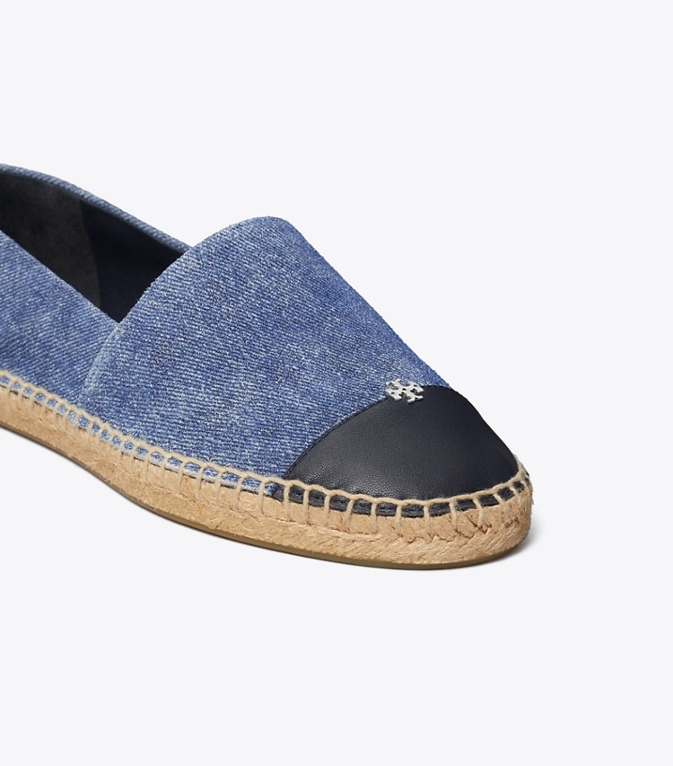 Tory Burch designer espadrilles Cap-Toe Espadrille in DARK DENIM / NEW NAVY detail