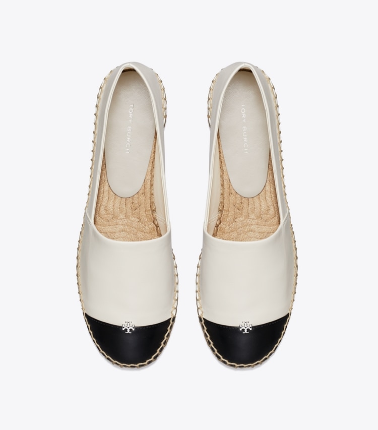 Tory Burch designer espadrilles Cap-Toe Espadrille in LIGHT CREAM / PERFECT BLACK overhead