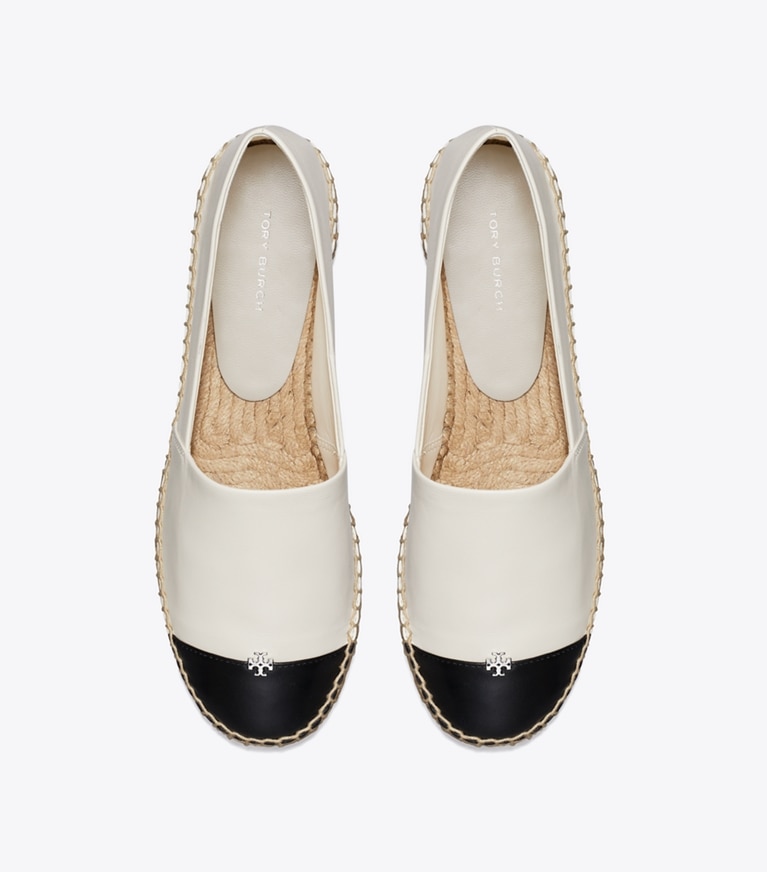 Tory Burch designer espadrilles Cap-Toe Espadrille in LIGHT CREAM / PERFECT BLACK overhead