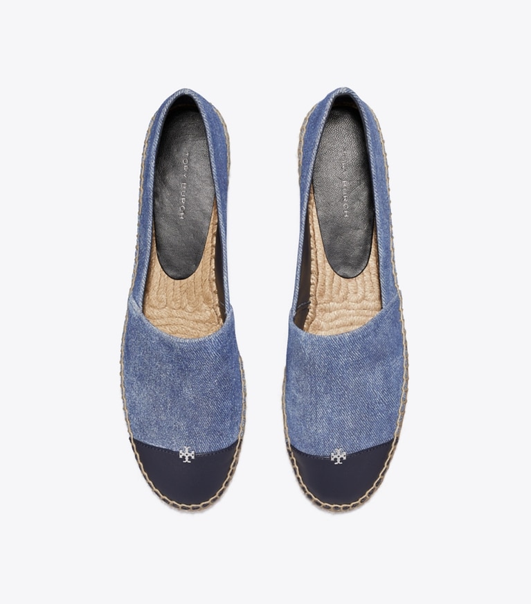 Tory Burch designer espadrilles Cap-Toe Espadrille in DARK DENIM / NEW NAVY overhead