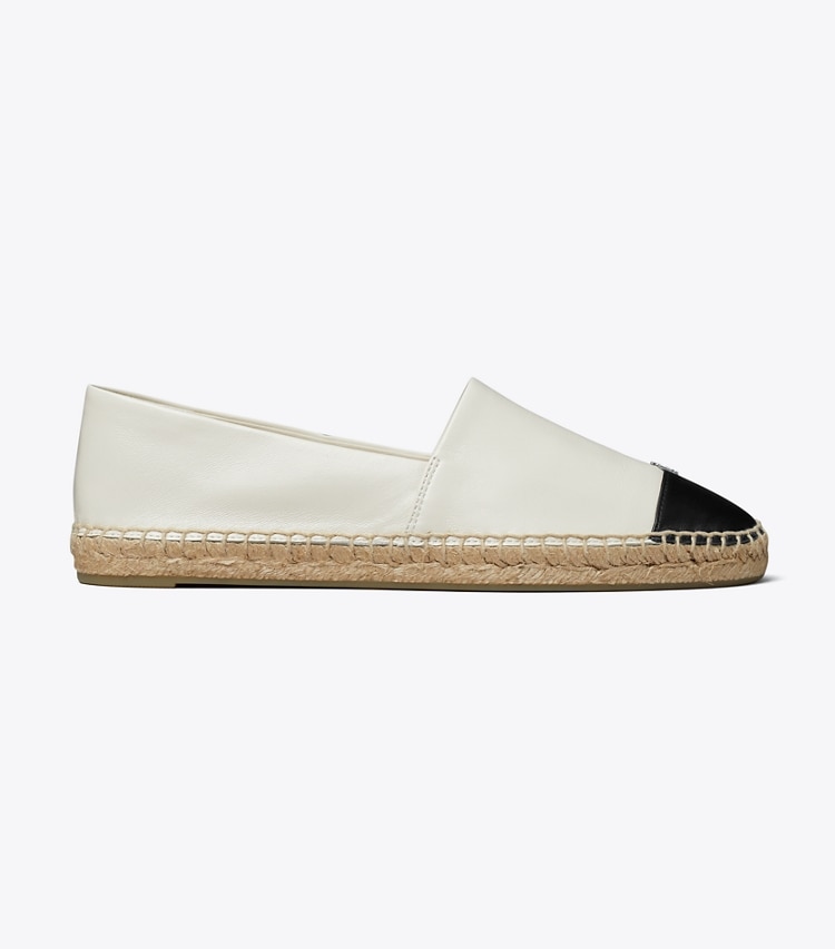Tory Burch designer espadrilles Cap-Toe Espadrille in LIGHT CREAM / PERFECT BLACK side