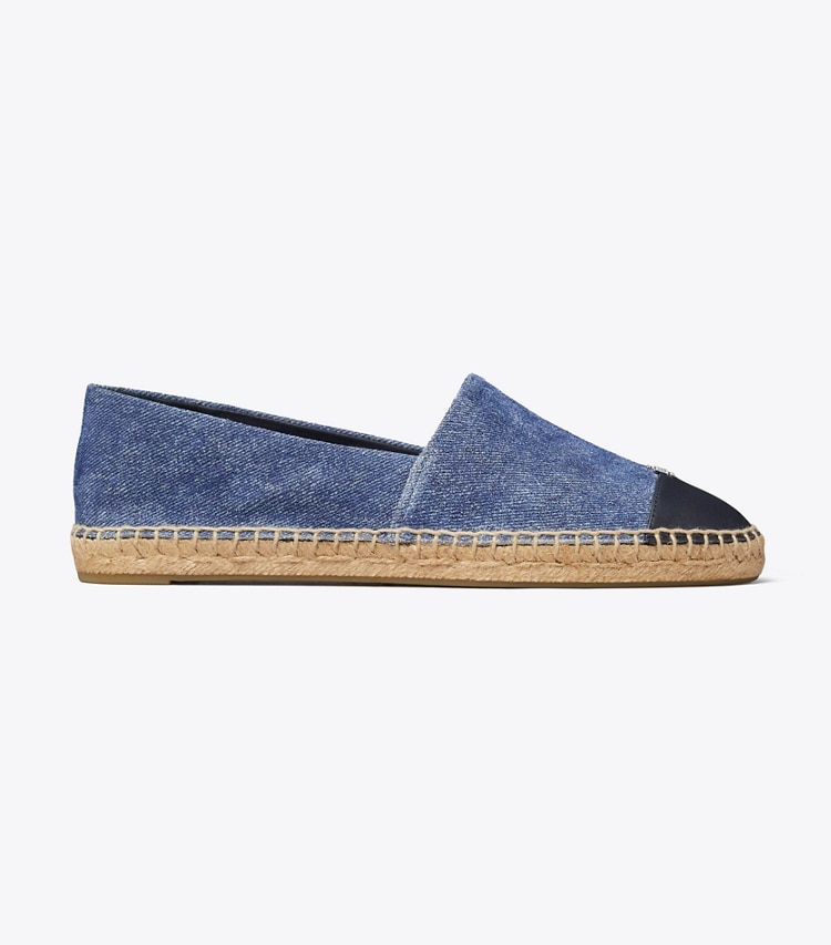 Tory Burch designer espadrilles Cap-Toe Espadrille in DARK DENIM / NEW NAVY side