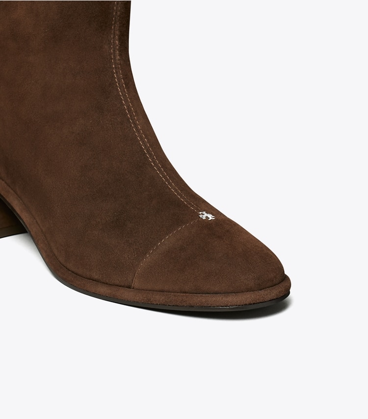 Tory Burch designer knee boots Cap-Toe Knee-High Boot in DARK COCOA detail