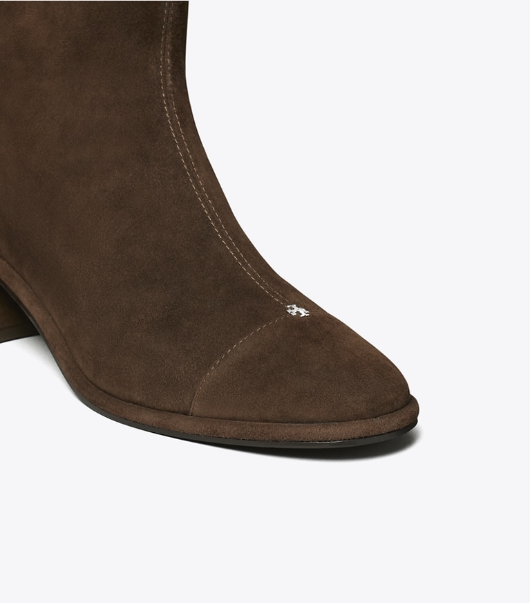 Tory Burch designer knee boots Cap-Toe Knee-High Boot in DARK COCOA angle