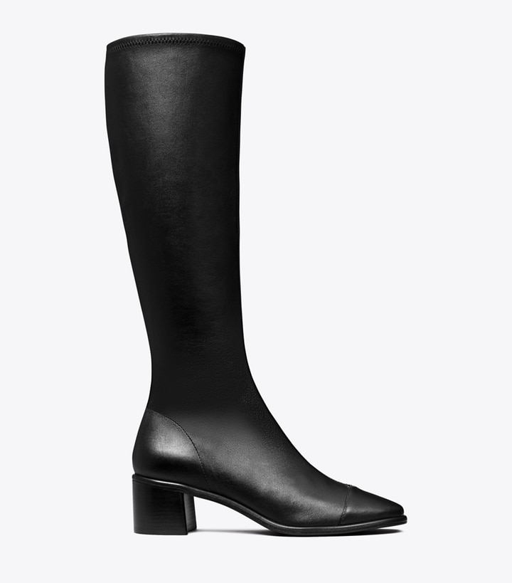 Tory Burch designer knee boots Cap-Toe Knee-High Boot in PERFECT BLACK side