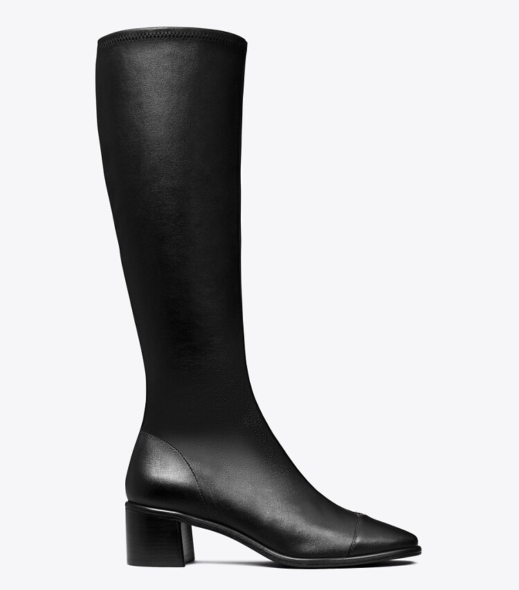 Tory Burch designer boots Cap-Toe Knee-High Boot in PERFECT BLACK side