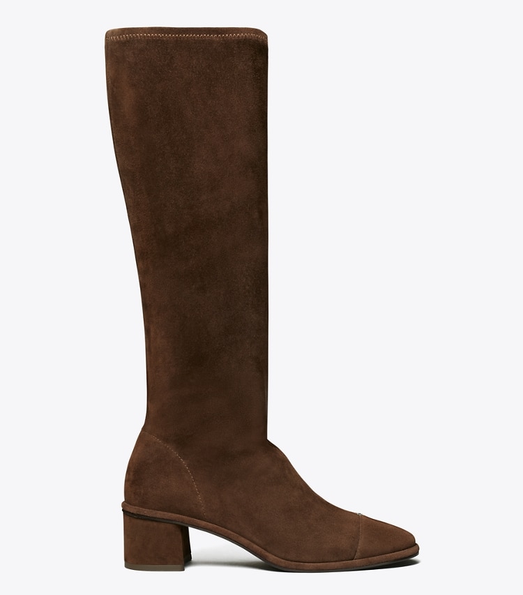 Tory Burch designer knee boots Cap-Toe Knee-High Boot in DARK COCOA side
