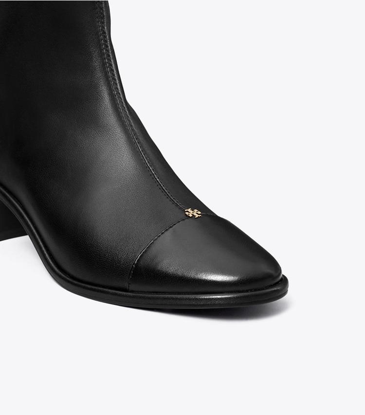 Tory Burch designer ankle boots Cap-Toe Low-Heel Ankle Boot in PERFECT BLACK / PERFECT BLACK detail