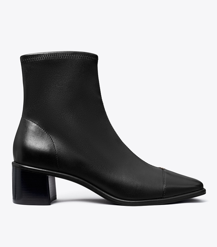 Tory Burch designer ankle boots Cap-Toe Low-Heel Ankle Boot in PERFECT BLACK / PERFECT BLACK side