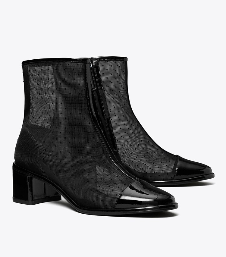 Tory Burch designer ankle boots Cap-Toe Low Heeled Ankle Boot in NERO / PERFECT BLACK angle
