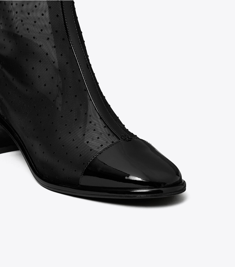 Tory Burch designer ankle boots Cap-Toe Low Heeled Ankle Boot in NERO / PERFECT BLACK detail