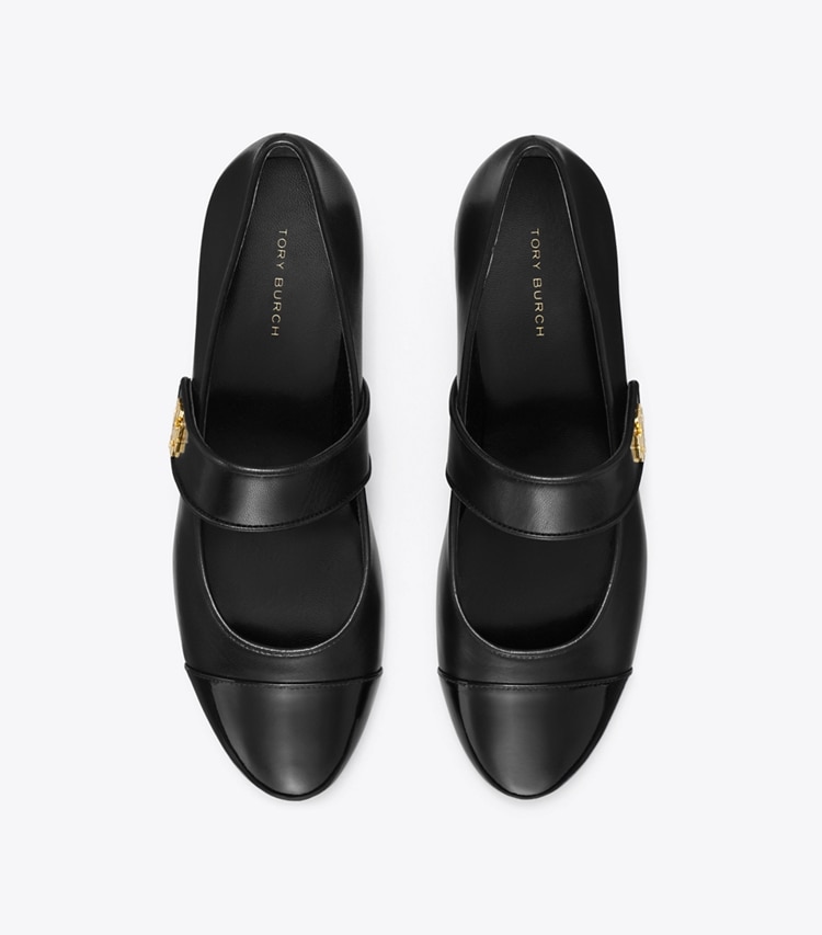 Tory Burch designer フラット キャップトゥ メリージェーン ワイド in Perfect Black / Perfect Black オーバーヘッド