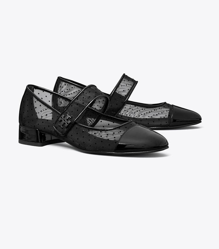 Tory Burch designer flats Cap-Toe Mary Jane in NERO / PERFECT BLACK angle